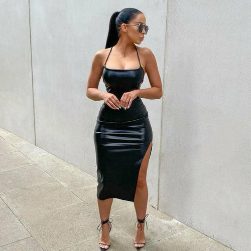 PU Leather Backless